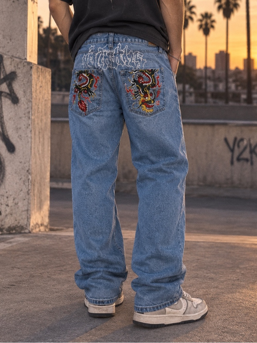 Ninth Hall Ambush Dragon Embroidered Baggy Jeans Mens 30 Y2K Streetwear